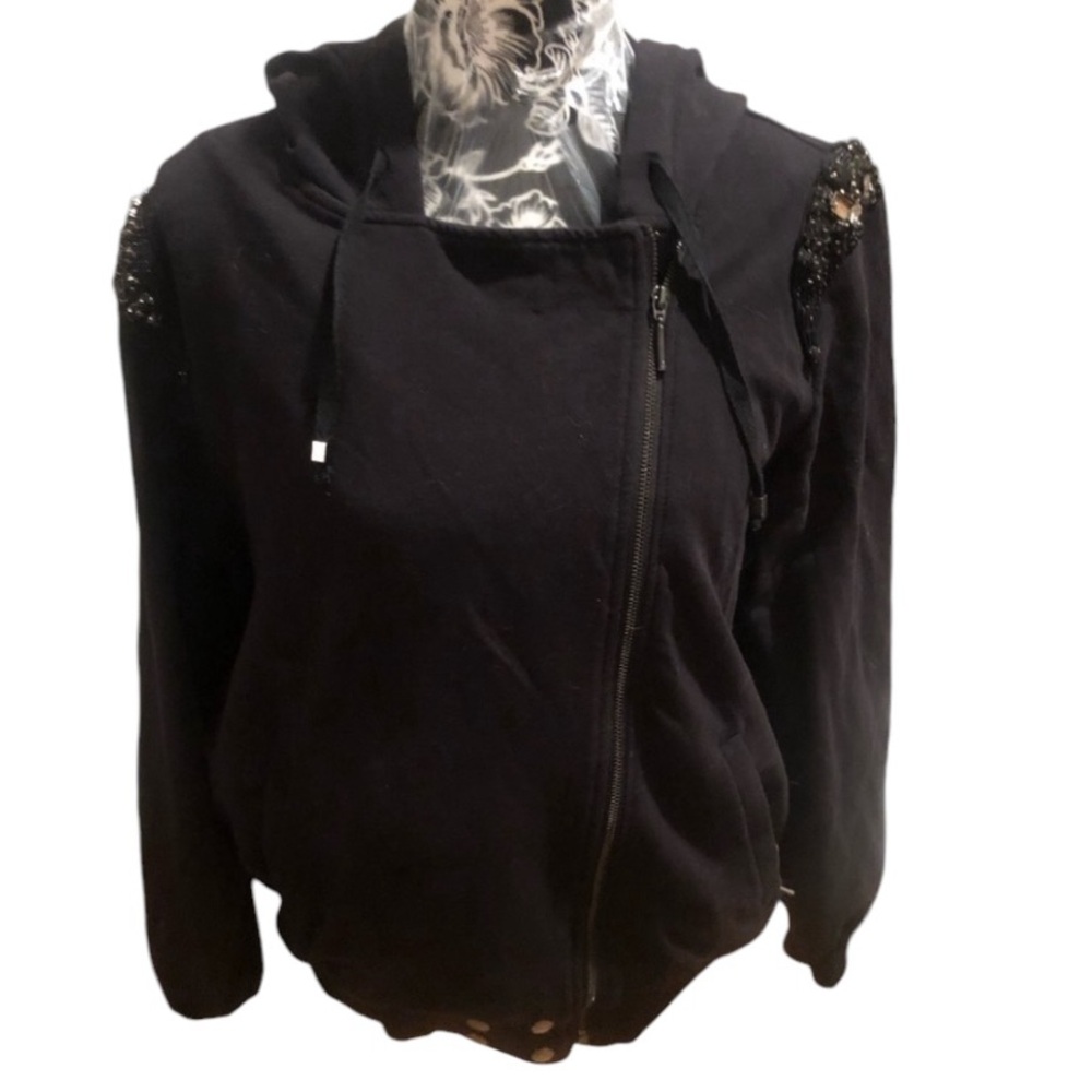 Focus Sport size XL black asymmetrical embellished sweatshirt
